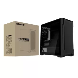 GIGABYTE case GB-C102G, Mid Tower, 2x USB3.0, Průhledná bočnice, 2x 120mm Fan, černá