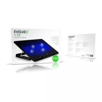 EVOLVEO Chladící podložka pro NTB A101, až 17", 2x 120mm Ventilátor, Modré podsvícení, černá