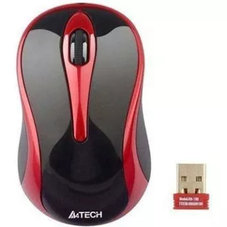 A4tech G3-280N, V-Track, bezdrátová optická myš, 2.4GHz, 10m dosah, černo-červená