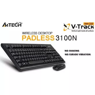 A4tech 3100N set bezdr. kláv. + bezdr. V-Track optická myš, CZ/US, USB