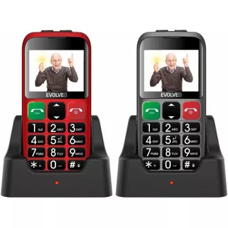EVOLVEO EasyPhone EB, mobilní telefon pro seniory s nabíjecím stojánkem, červená