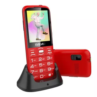 EVOLVEO EasyPhone XO, mobilní telefon pro seniory s nabíjecím stojánkem, červená