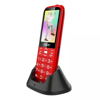 EVOLVEO EasyPhone XO, mobilní telefon pro seniory s nabíjecím stojánkem, červená
