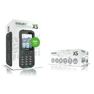 EVOLVEO StrongPhone X5, vodotěsný odolný Dual SIM telefon, černo-zelená