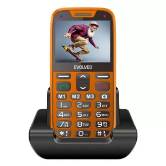 EVOLVEO EasyPhone XR, mobilní telefon pro seniory s nabíjecím stojánkem, oranžová