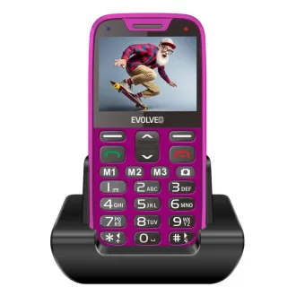 EVOLVEO EasyPhone XR, mobilní telefon pro seniory s nabíjecím stojánkem, růžová