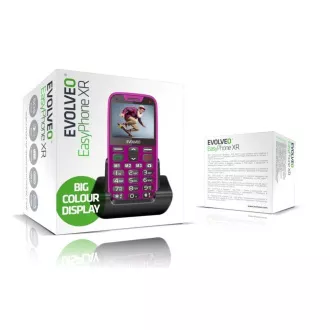 EVOLVEO EasyPhone XR, mobilní telefon pro seniory s nabíjecím stojánkem, růžová