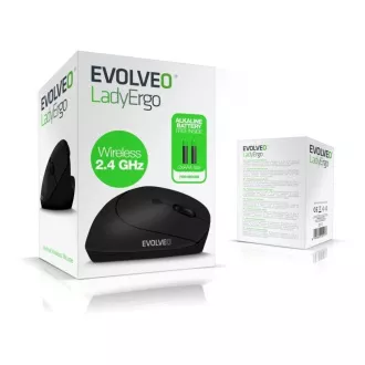 EVOLVEO LadyErgo, tichá vertikální ergonomická myš, 2.4GHz, černá