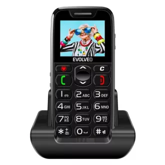 EVOLVEO EasyPhone, mobilní telefon pro seniory s nabíjecím stojánkem, černý
