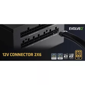 EVOLVEO G650 zdroj 650W, 80+ GOLD, ATX 3.1, aPFC, 140 mm ventilátor