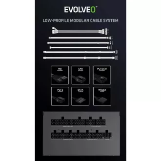 EVOLVEO G850 zdroj 850W, 80+ GOLD, ATX 3.1, aPFC, 140 mm ventilátor
