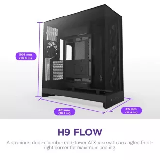 NZXT skříň H9 Flow dvoukomorová ATX / 4x140mm fan / až 10xfan / perforovaný top / proskl. bočnice, front / černá