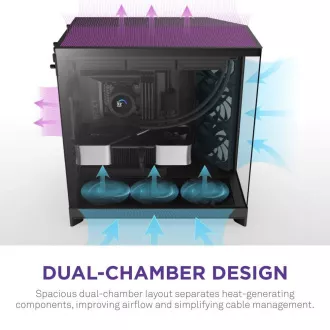 NZXT skříň H9 Flow dvoukomorová ATX / 4x140mm fan / až 10xfan / perforovaný top / proskl. bočnice, front / černá