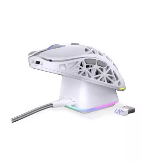 Endorfy Herní myš LIV Plus Wireless Onyx White, Bezdrátová, ARGB, bílá