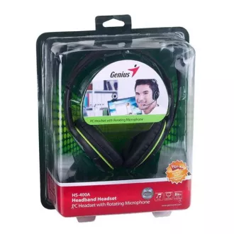 GENIUS sluchátka s mikrofonem HS-400A, černozelená