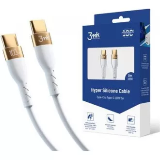 3mk datový kabel - Hyper Silicone Cable C to C 2m 100W, bílá