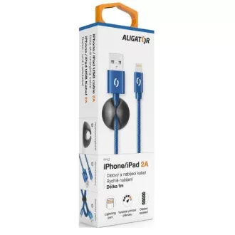 ALIGATOR datový kabel PREMIUM 2A, Lightning, modrá