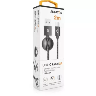 ALIGATOR datový kabel PREMIUM 2A, USB-C, délka 2 m, černá