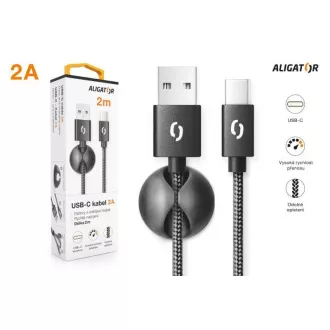 ALIGATOR datový kabel PREMIUM 2A, USB-C, délka 2 m, černá