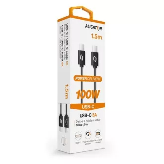 ALIGATOR datový kabel POWER 100W, USB-C/USB-C 5A, délka 1, 5 m, černá