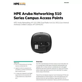 HPE Aruba Networking AP-515 (RW) Dual Radio 4x4/2x2 802.11ax Internal Antennas Unified Campus AP RENEW Q9H62A