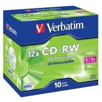 VERBATIM CD-RW(10-Pack)Jewel/High Speed/8x-12x/DLP/700MB