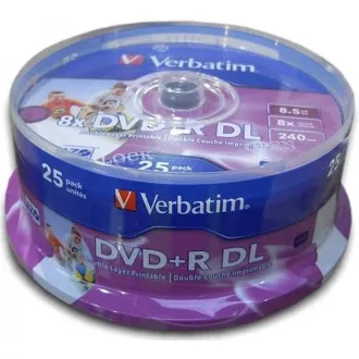 VERBATIM DVD+R(25-pack)/Spindle Double Layer 8X 8.5GB Inkjet Printable