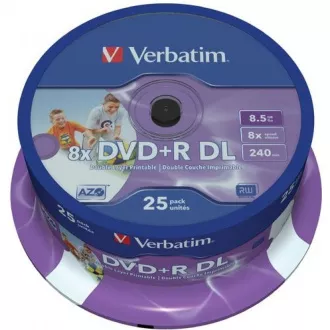 VERBATIM DVD+R(25-pack)/Spindle Double Layer 8X 8.5GB Inkjet Printable