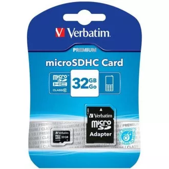 VERBATIM MicroSDHC karta 32GB Premium, U1 + SD adaptér