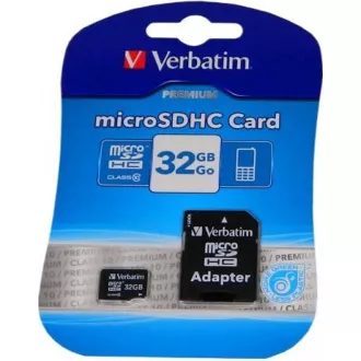 VERBATIM MicroSDHC karta 32GB Premium, U1 + SD adaptér