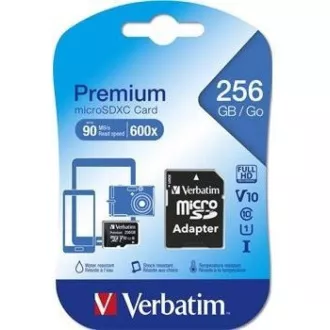 VERBATIM MicroSDXC karta 256GB Premium, U1 + adaptér
