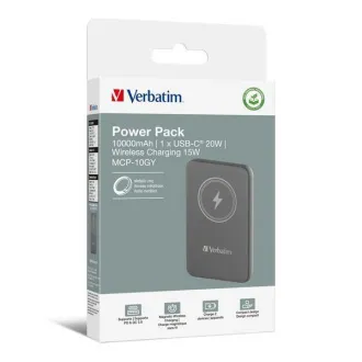 VERBATIM Powerbanka Charge 'n' Go, Magnetická, 10000 mAh, USB-C, Šedá