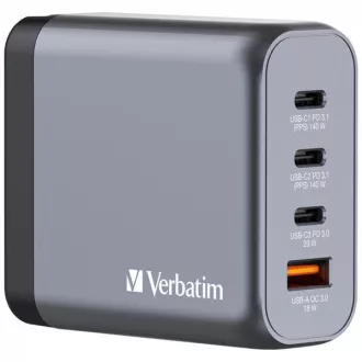VERBATIM GaN Nabíječka do sítě GNC-240, 240W, 3x USB-C, 1x USB