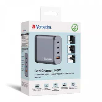 VERBATIM GaN Nabíječka do sítě GNC-240, 240W, 3x USB-C, 1x USB