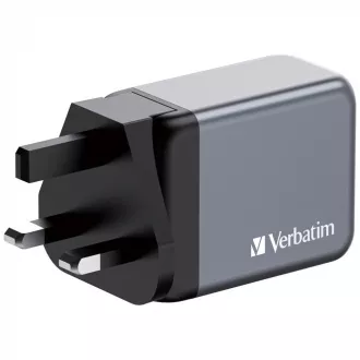 VERBATIM GaN Nabíječka do sítě GNC-65, 65W, 2x USB-C, 1x USB VERBATIM GaN Nabíječka do sítě GNC-65, 65W, 2x USB-C, 1x USB