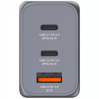 VERBATIM GaN Nabíječka do sítě GNC-65, 65W, 2x USB-C, 1x USB VERBATIM GaN Nabíječka do sítě GNC-65, 65W, 2x USB-C, 1x USB