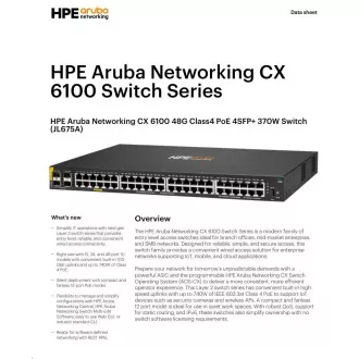 HPE Aruba Networking CX 6100 48G Class4 PoE 4SFP+ 370W Switch RENEW JL675A