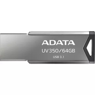 ADATA Flash Disk 64GB UV350, USB 3.2 Dash Drive, tmavě stříbrná textura kov