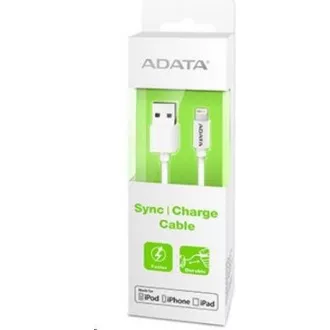 ADATA Sync & Charge Lightning kabel - USB A 2.0, 100cm, plastový, bílý