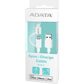 ADATA Sync & Charge Lightning kabel - USB A 2.0, 100cm, plastový, bílý