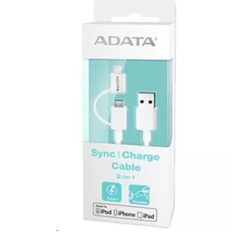 ADATA Sync & Charge Lightning kabel - USB A 2.0, 100cm, plastový, bílý