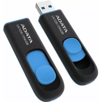 ADATA Flash Disk 256GB UV128, USB 3.1 Dash Drive (R:90/W:40 MB/s) černá/modrá