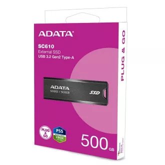ADATA Externí SSD 500GB SC610, USB-A 3.2, černá