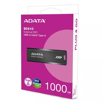 ADATA Externí SSD 1TB SC610, USB-A 3.2, černá