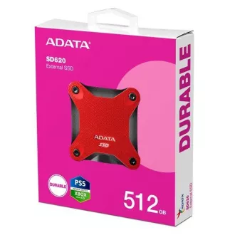 ADATA Externí SSD 512GB SD620, USB Micro-B, USB 3.2 Gen 2, R:520/W:460MB/s, červená