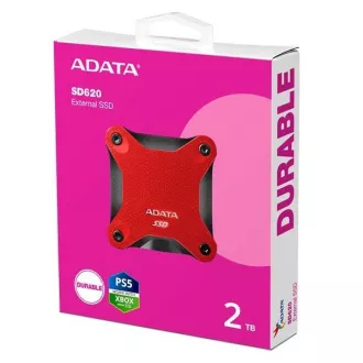 ADATA Externí SSD 2TB SD620, USB Micro-B, USB 3.2 Gen 2, R:520/W:460MB/s, červená
