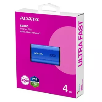 ADATA Externí SSD 4TB SE880, USB-C 3.2 Gen 2x2, R:2000/W:2000MB/s, modrá ADATA Externí SSD 4TB SE880, USB-C 3.2 Gen 2x2, R:2000/W:2000MB/s, modrá