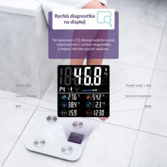 TrueLife FitScale W7 BT - Bioelektrická impedanční bluetooth váha - bílá