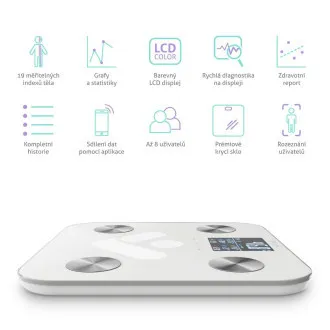 TrueLife FitScale W7 BT - Bioelektrická impedanční bluetooth váha - bílá