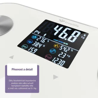 TrueLife FitScale W7 BT - Bioelektrická impedanční bluetooth váha - bílá